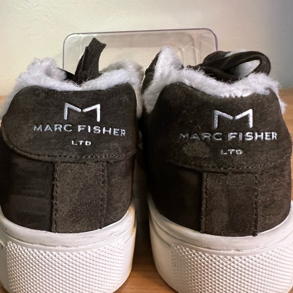 Marc Fisher Dakari Lace Up Sneakers Green Leather Suede Faux Fur Lined Size 6 - Picture 5 of 11